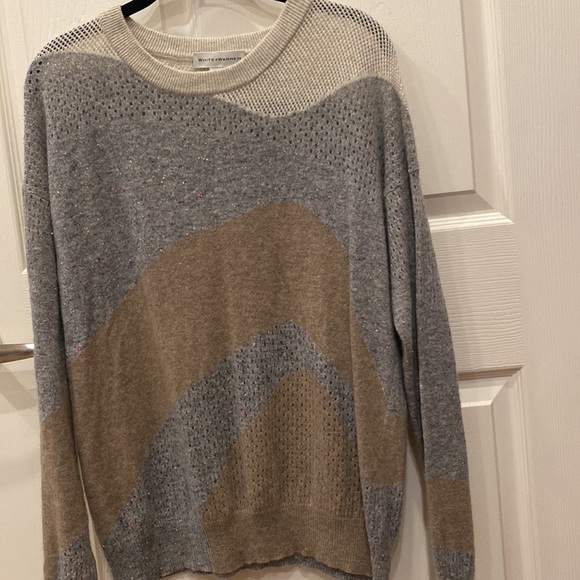 white + warren colorwork oversized gray neon colours knit sweater cashmere - Picture 1 of 16